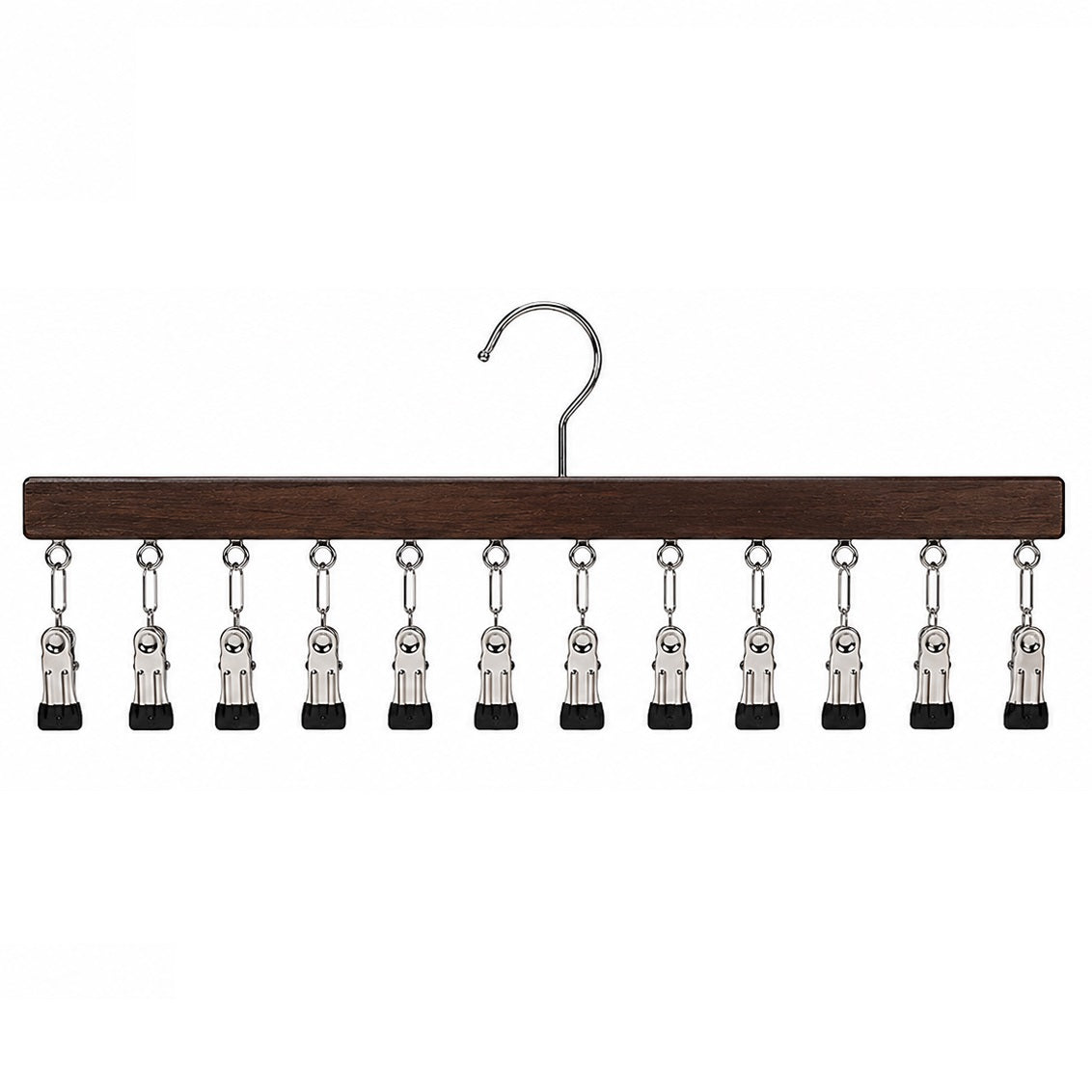 Holz Kleiderbügel mit 12 Clips – platzsparend für Socken