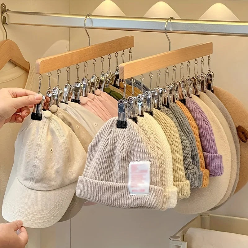 Holz Kleiderbügel mit 12 Clips – platzsparend für Socken