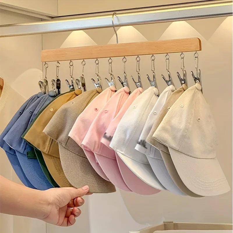 Holz Kleiderbügel mit 12 Clips – platzsparend für Socken