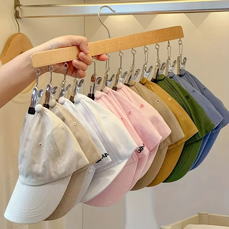 Holz Kleiderbügel mit 12 Clips – platzsparend für Socken