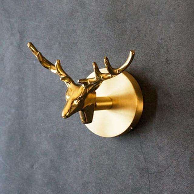 Messing Tierkopf Wandhaken – dekorativer Kleiderhaken mit Goldfinish