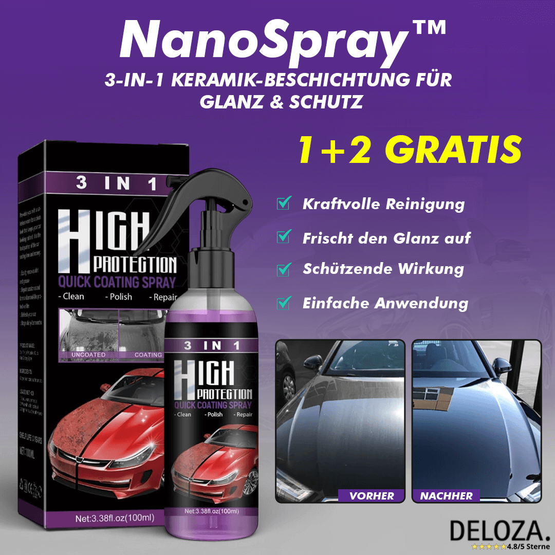 Keramik Beschichtung Spray Auto - 3in1 Lackschutz & Glanz 100ml