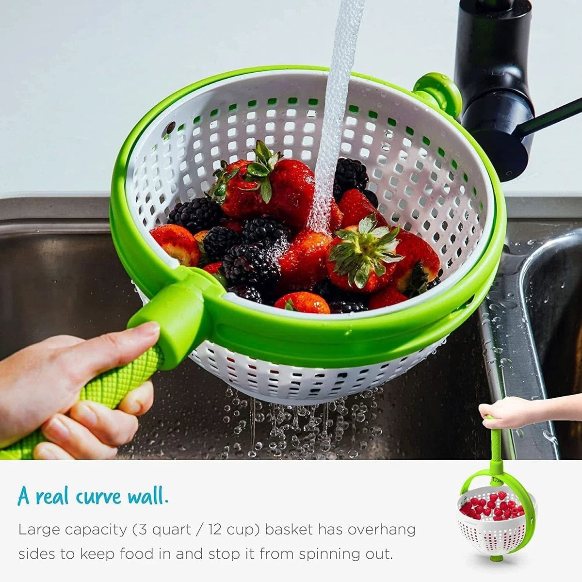 Salatschleuder mit Waschfunktion – Obst & Gemüse Waschen und Schleudern