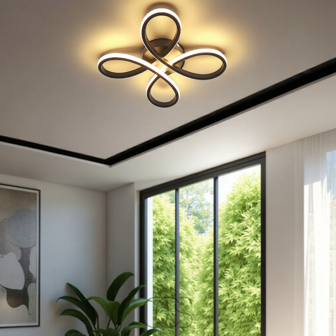 LED Deckenleuchte Kleeblatt dimmbar schwarz 30 cm Wohnzimmer