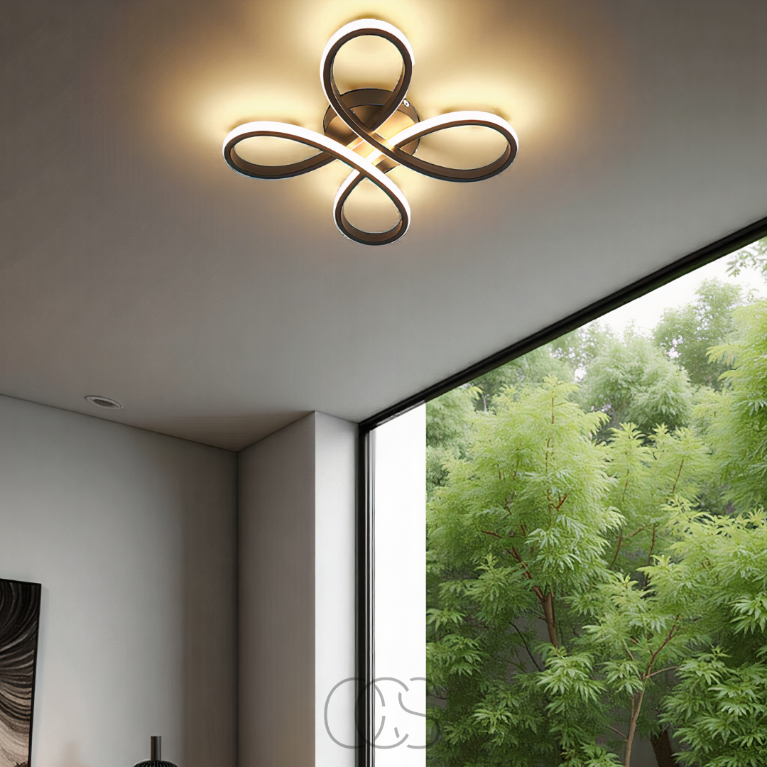 LED Deckenleuchte Kleeblatt dimmbar schwarz 30 cm Wohnzimmer