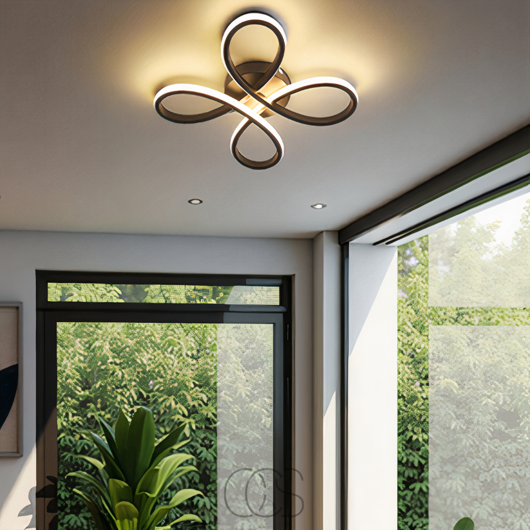 LED Deckenleuchte Kleeblatt dimmbar schwarz 30 cm Wohnzimmer