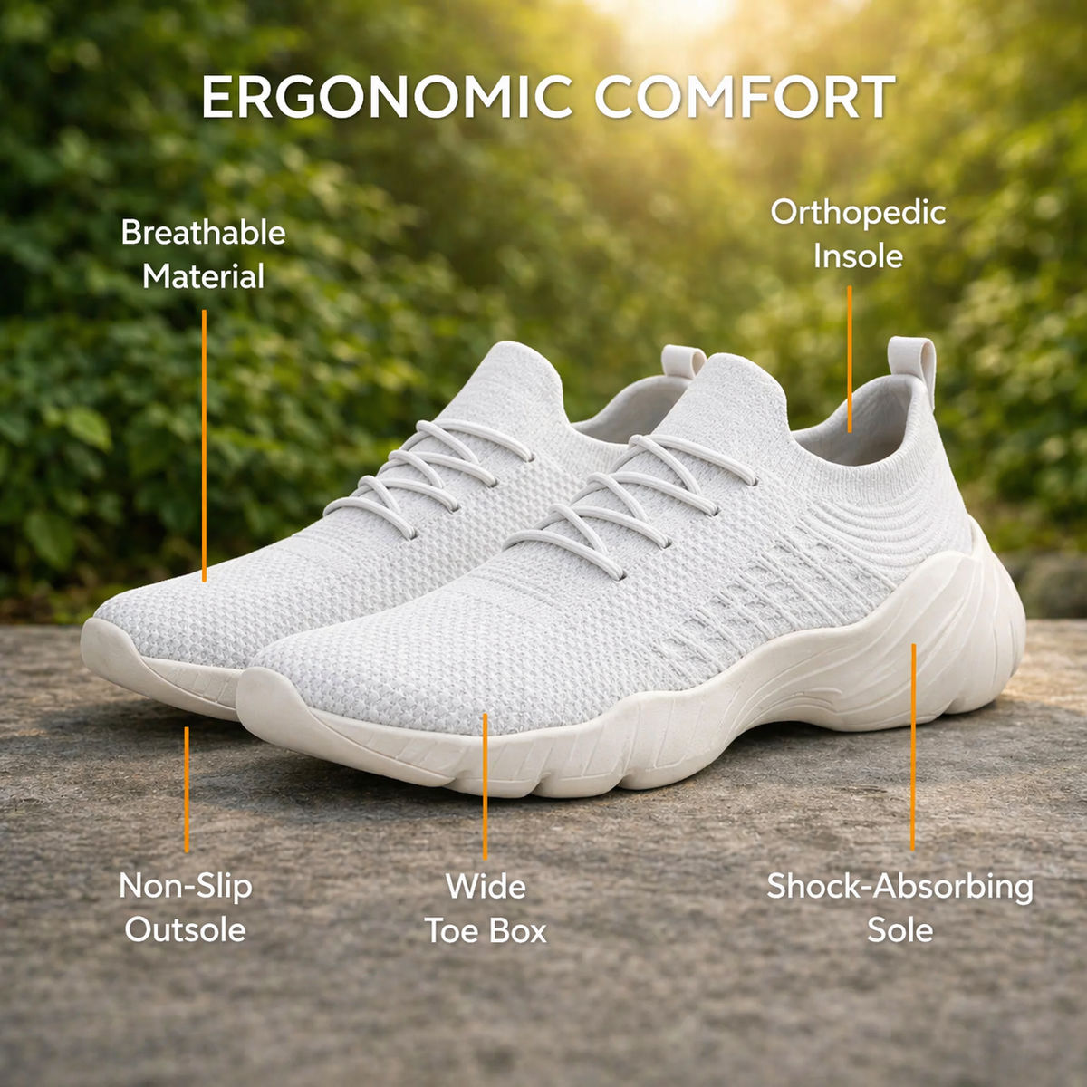Orthopädische Sneaker mit breiter Zehenbox und Gelpolster