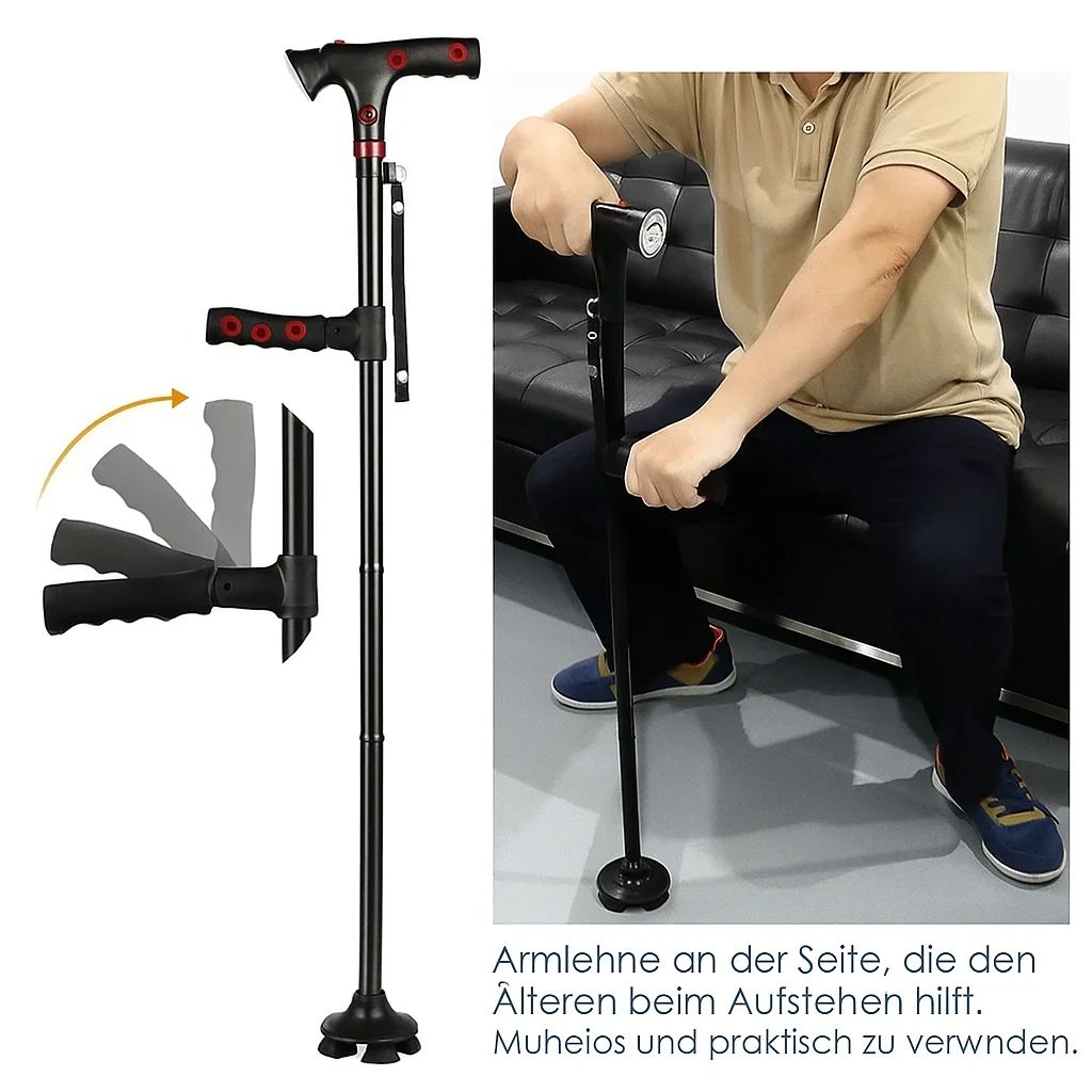 Gehstock höhenverstellbar mit LED-Licht und Alarm aus Aluminium