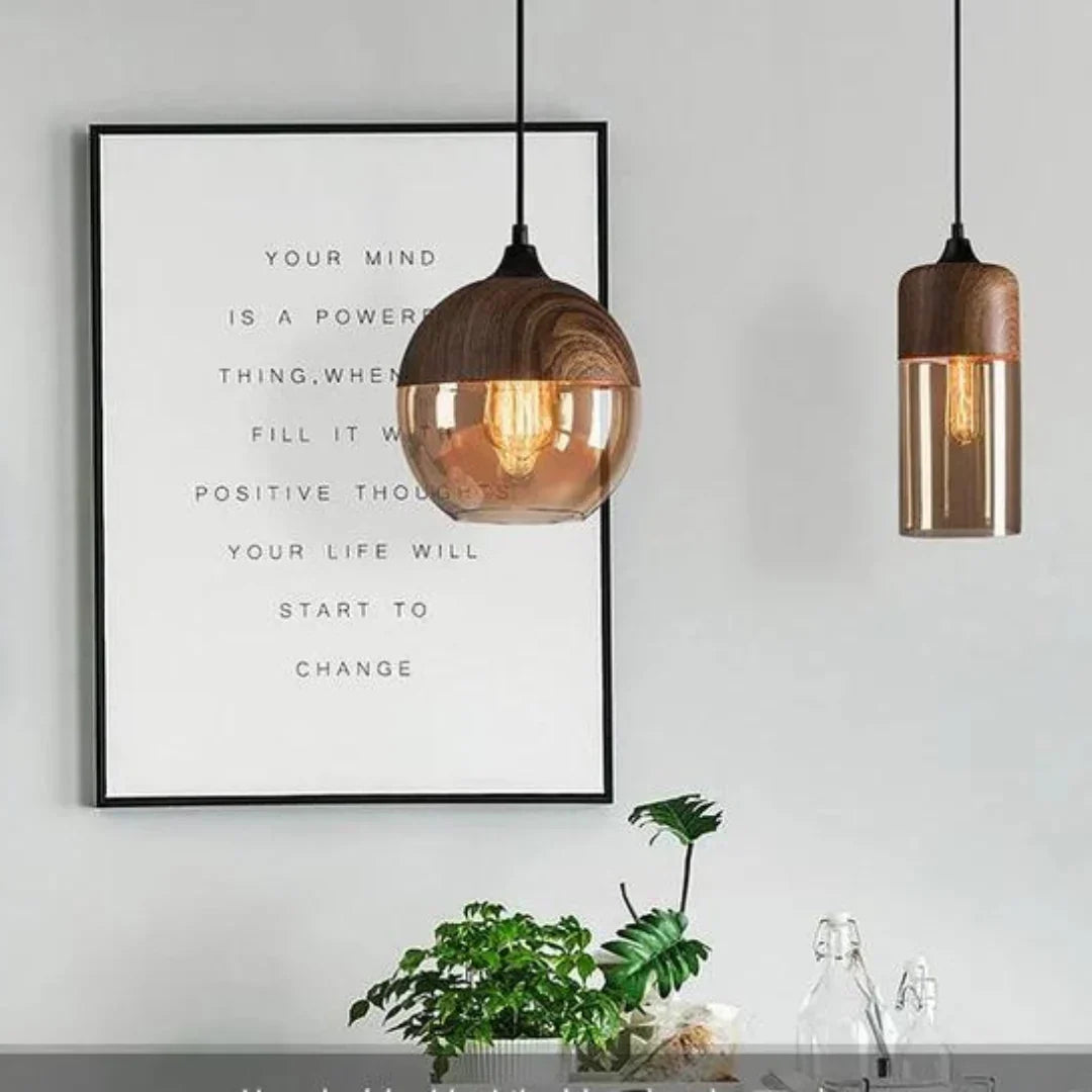 Skandinavisches Design Glas & Metall mit Holzoptik
