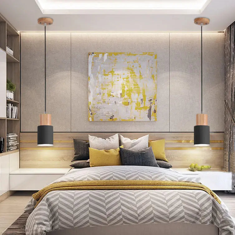 Moderne Pendelleuchte Metall Holz E26 Hängeleuchte Wohnzimmer Küche
