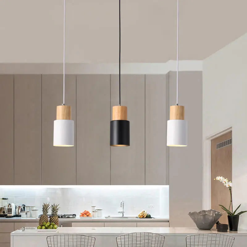 Moderne Pendelleuchte Metall Holz E26 Hängeleuchte Wohnzimmer Küche