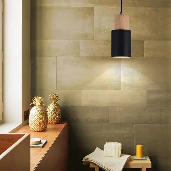 Moderne Pendelleuchte Metall Holz E26 Hängeleuchte Wohnzimmer Küche
