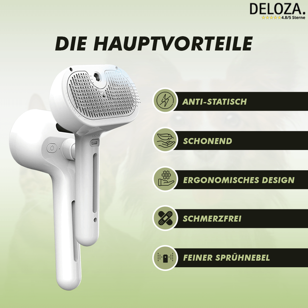 Dampfbürste für Hunde und Katzen mit Wassersprühfunktion