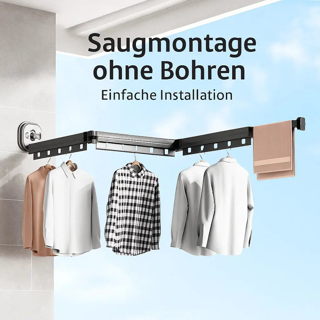 Klappbarer Wäschetrockner für Wand mit Saugnapf ohne Bohren