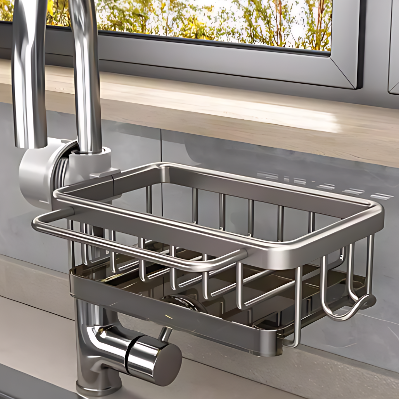 Abflussregal fürs Spülbecken – ohne Bohren, aus Aluminium