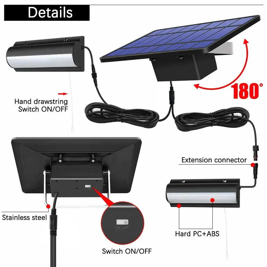 Solar Pendelleuchte Innen & Außen mit Zugschalter IP65 wasserdicht