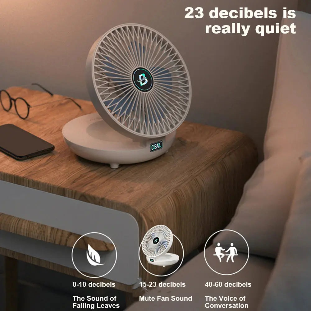 Faltbarer Mini Ventilator 2-in-1 – Tischventilator & Wandventilator mit Akku