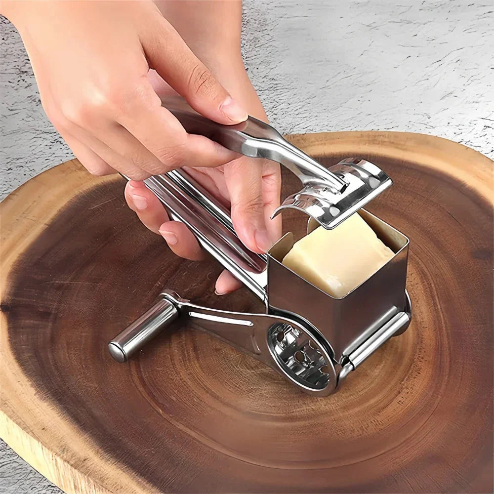 Küchenreibe Edelstahl mit Kurbel für Käse Schokolade Nüsse