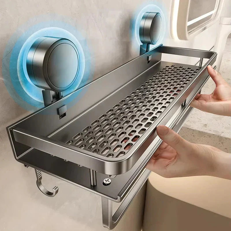 Duschregal ohne Bohren - Aluminium Badregal mit Saugnapf 30-50cm