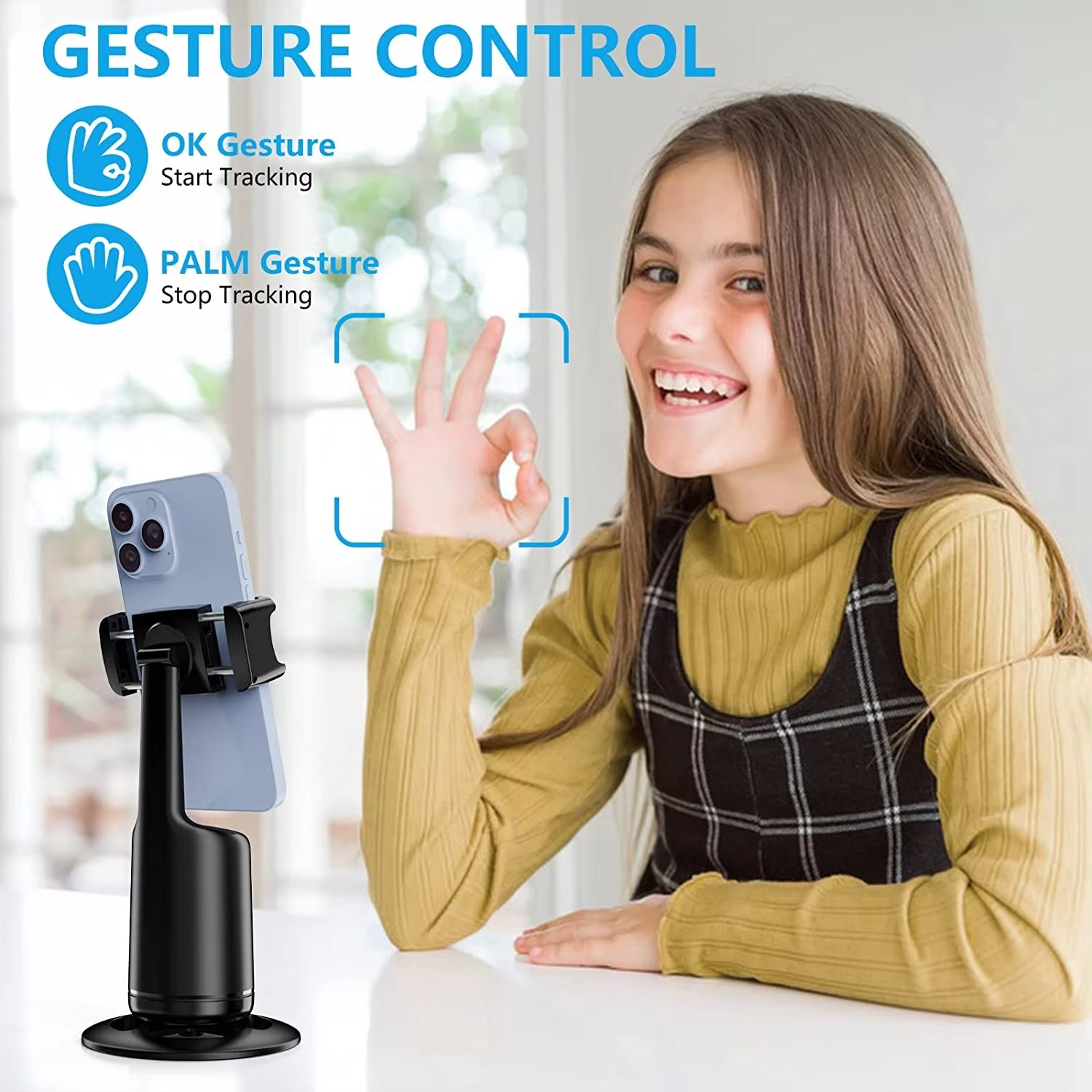 Auto-Tracking Handyhalter 360° Gesichtserkennung mit Selfie-Licht