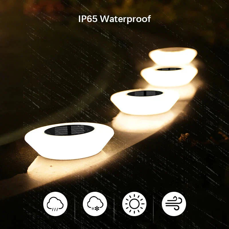LED Solar Bodenleuchten Set 4 Stück 360° Gartenbeleuchtung wasserdicht