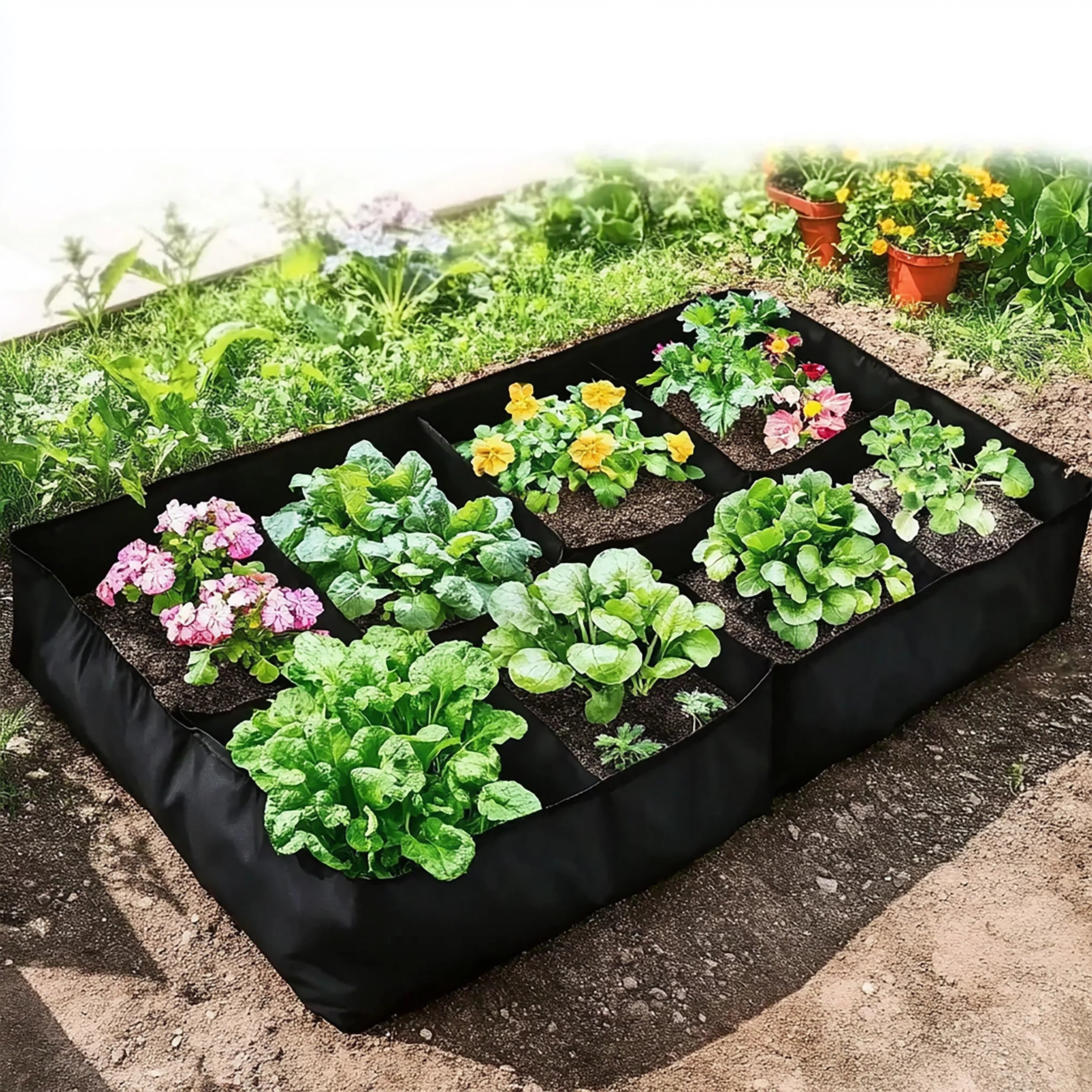 Multi-Taschen Hochbeet aus Vliesstoff für Kräuter und Gemüse