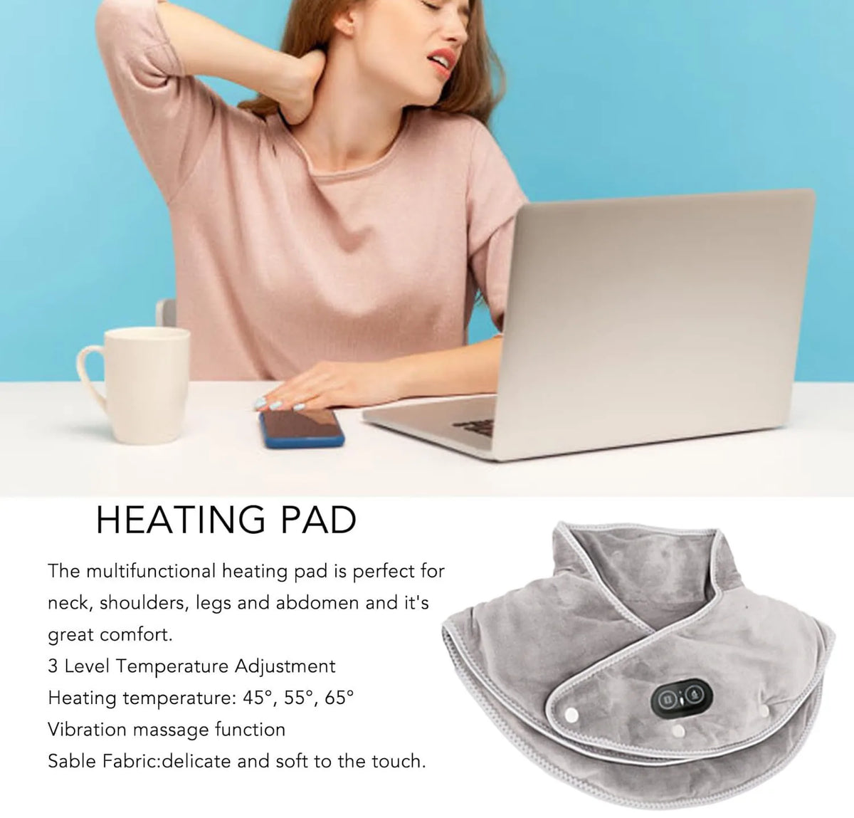 Nacken- und Schultermassager mit Wärme und Vibration – USB