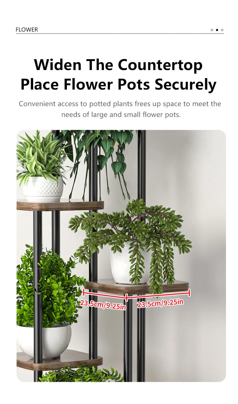 Pflanzenregal 5 Ebenen Metall Holz platzsparend vertikal Blumenständer