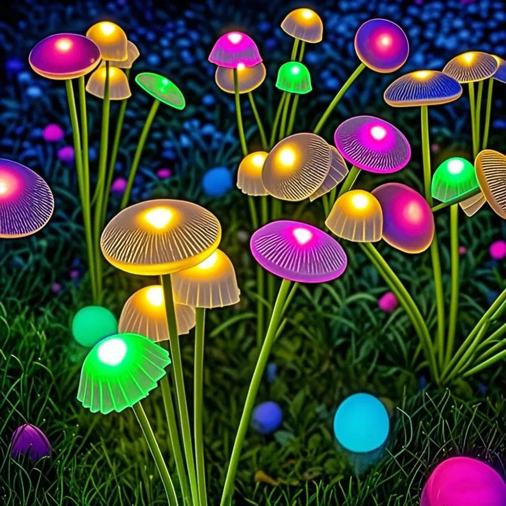 Gartenleuchten 2er Set 70cm - Pilzleuchten mit beweglichen LEDs