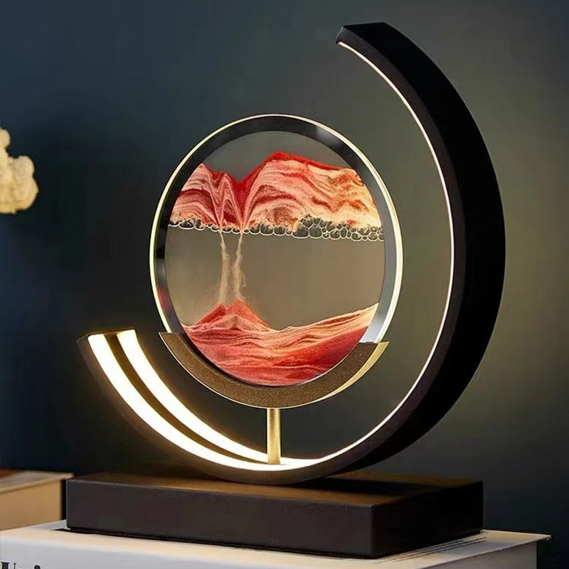 LED Tischlampe mit beweglichem Sand – Drehbare 3D Sandkunst Lampe