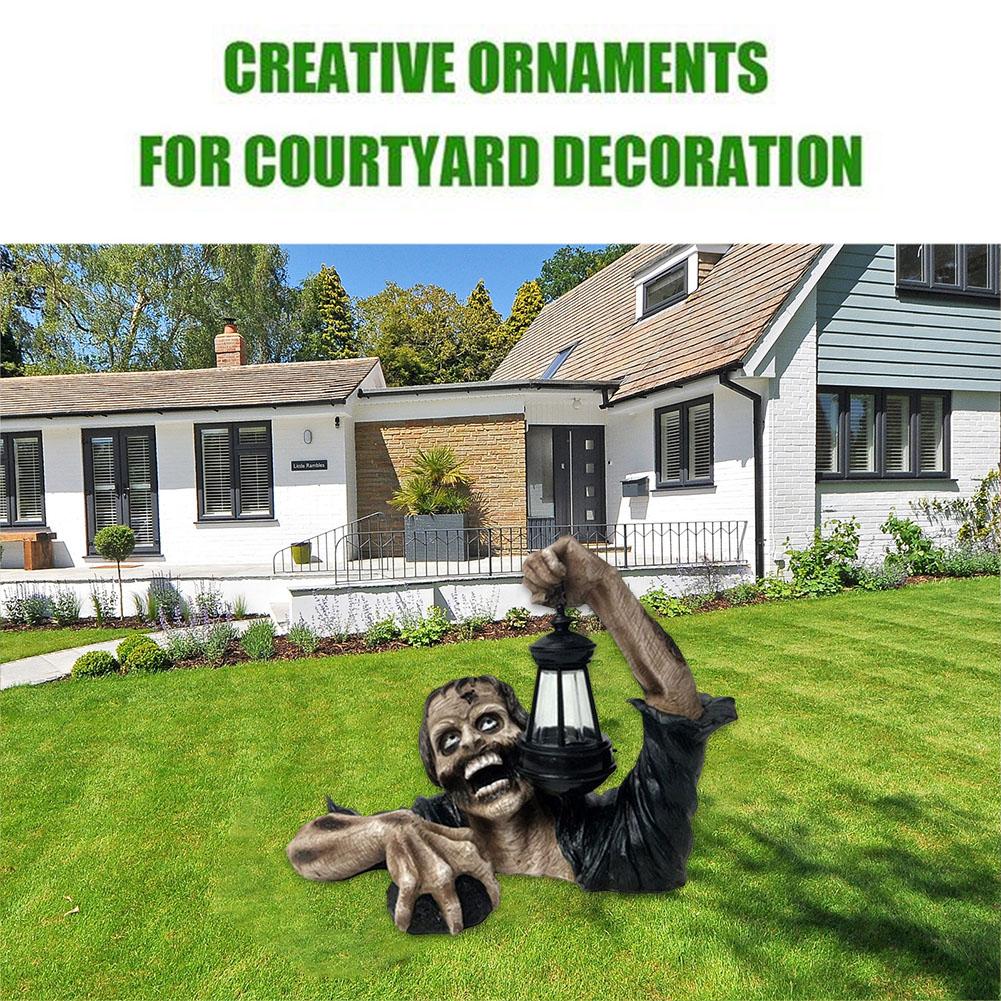 Halloween Zombie Laterne mit LED Beleuchtung – Gruselige Gartendeko aus