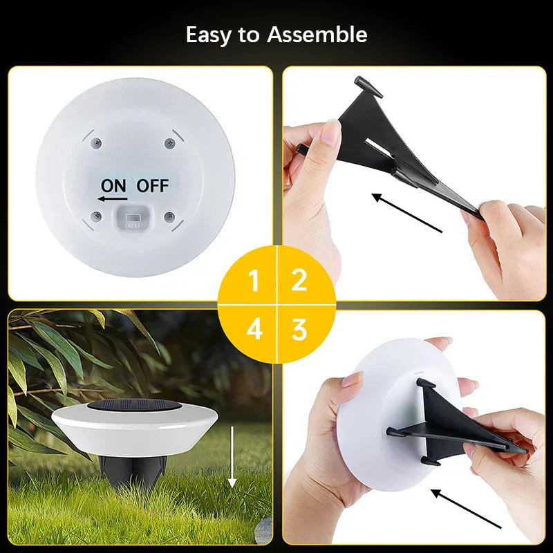 LED Solar Bodenleuchten Set 4 Stück 360° Gartenbeleuchtung wasserdicht