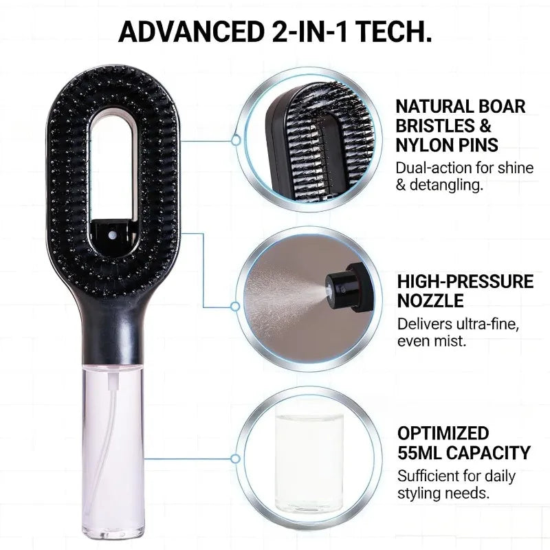 2-in-1 Haarbürste mit Sprühnebel – Sanftes Entwirren & Frizz-Kontrolle