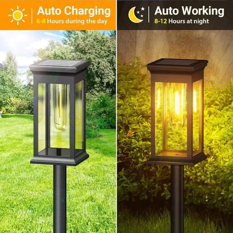 Wegeleuchten Laterne 2er Set - LED Gartenbeleuchtung mit Erdspieß
