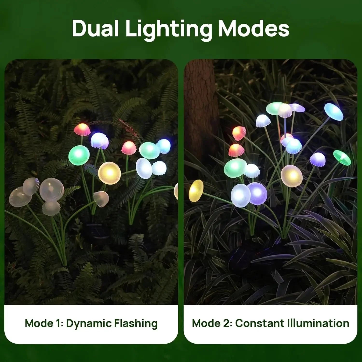 Gartenleuchten 2er Set 70cm - Pilzleuchten mit beweglichen LEDs