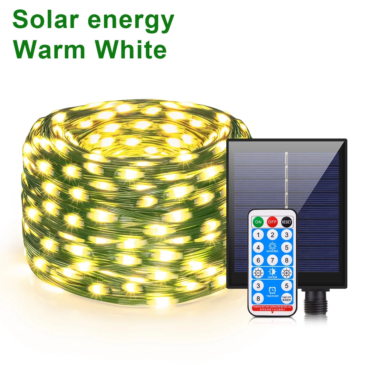 Solar Lichterkette 100M – 800 LEDs mit Fernbedienung & 8 Modi