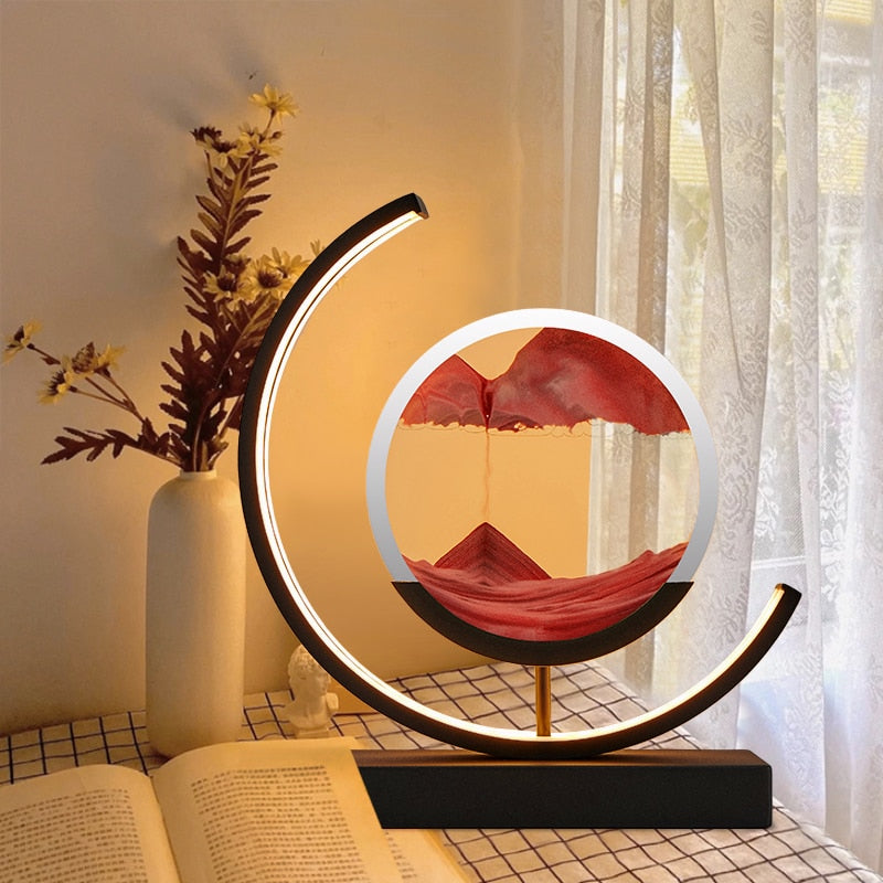 LED Tischlampe mit beweglichem Sand – Drehbare 3D Sandkunst Lampe