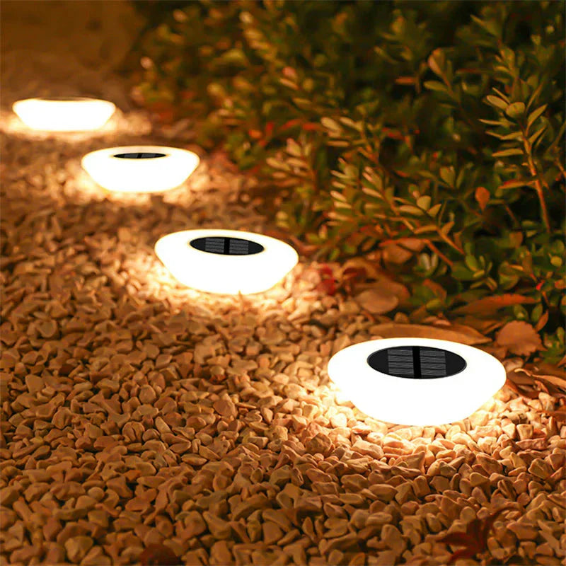 LED Solar Bodenleuchten Set 4 Stück 360° Gartenbeleuchtung wasserdicht