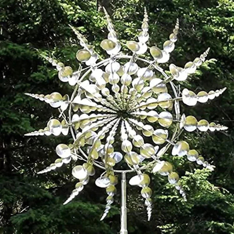 Windmühle Gartendeko Metall - Windspiel mit 18 Flügeln geräuschlos
