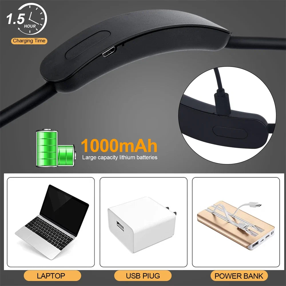 LED Nackenlampe mit 3 Lichtfarben – USB wiederaufladbar & dimmbar