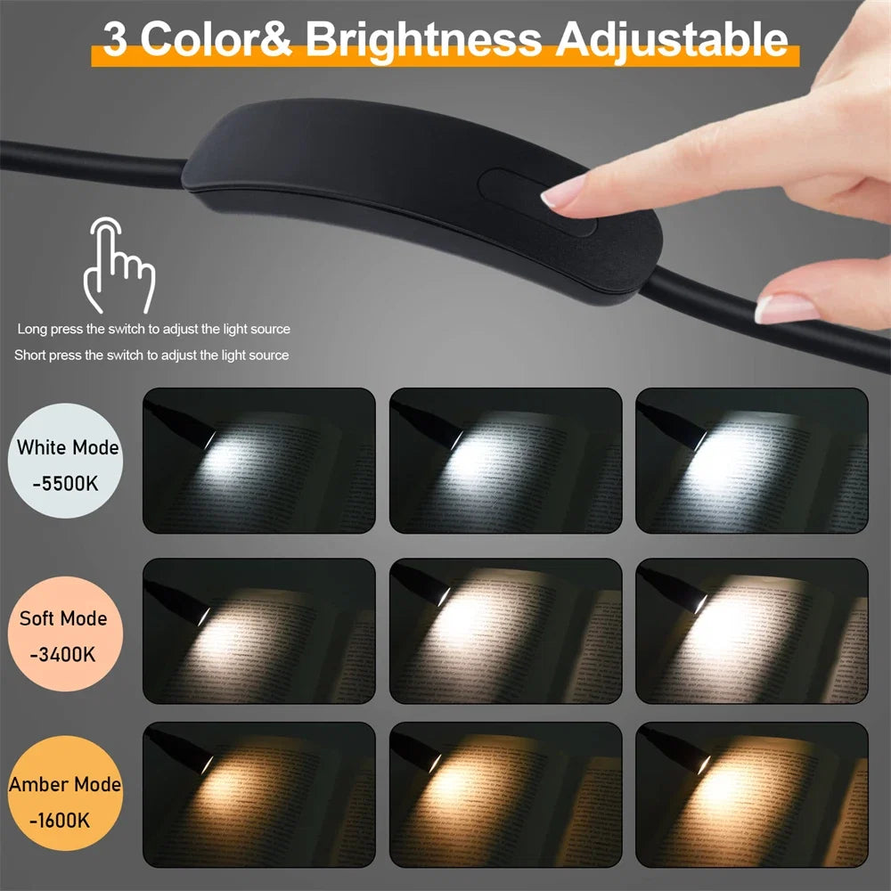 LED Nackenlampe mit 3 Lichtfarben – USB wiederaufladbar & dimmbar