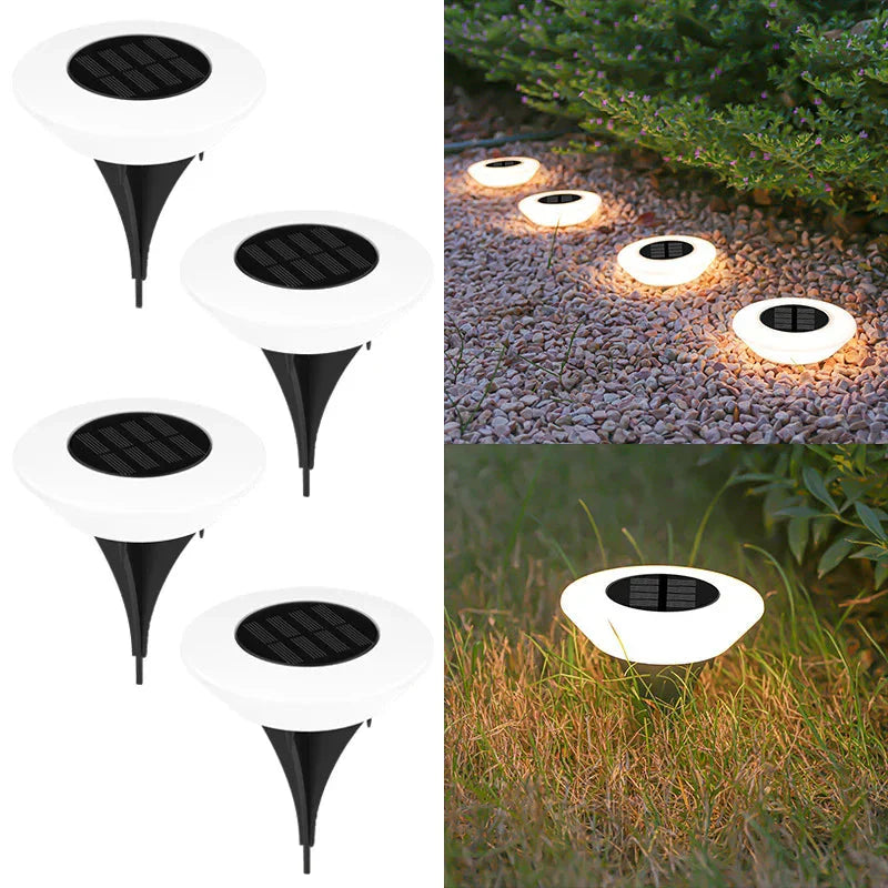 LED Solar Bodenleuchten Set 4 Stück 360° Gartenbeleuchtung wasserdicht