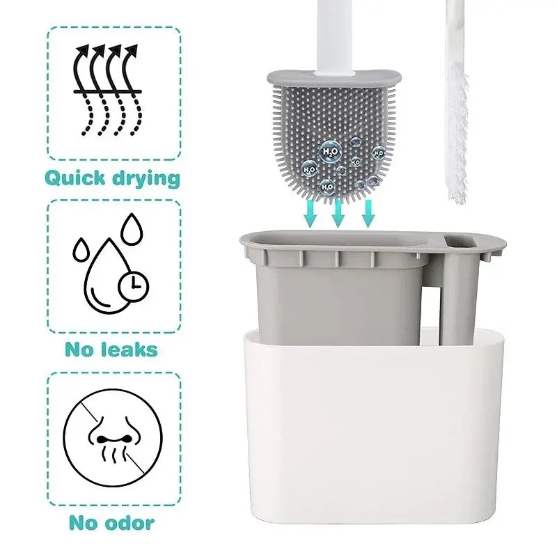 Silikon-WC-Bürste mit Wandhalterung – 2-in-1 antibakteriell