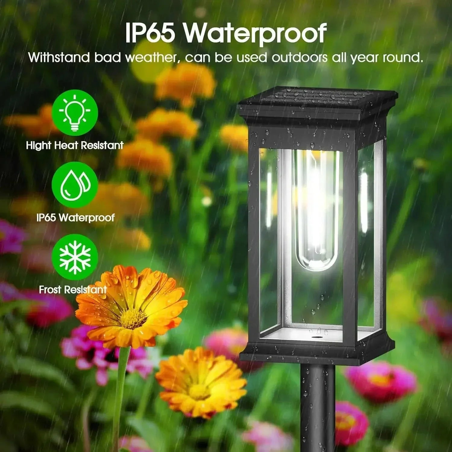 Wegeleuchten Laterne 2er Set - LED Gartenbeleuchtung mit Erdspieß