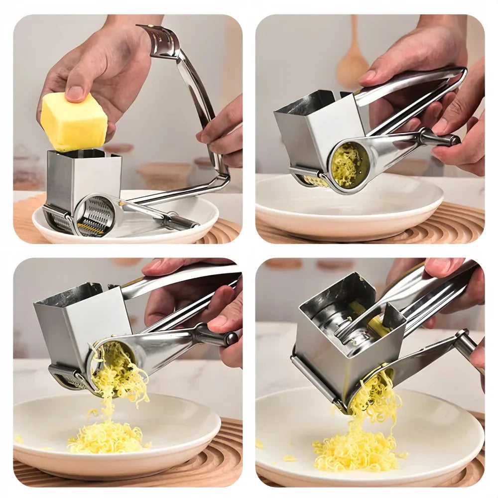 Küchenreibe Edelstahl mit Kurbel für Käse Schokolade Nüsse