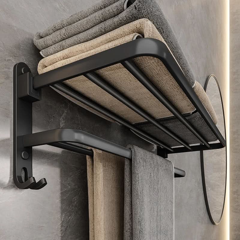 Aluminium Handtuchhalter zur Wandmontage – klappbar mit Haken