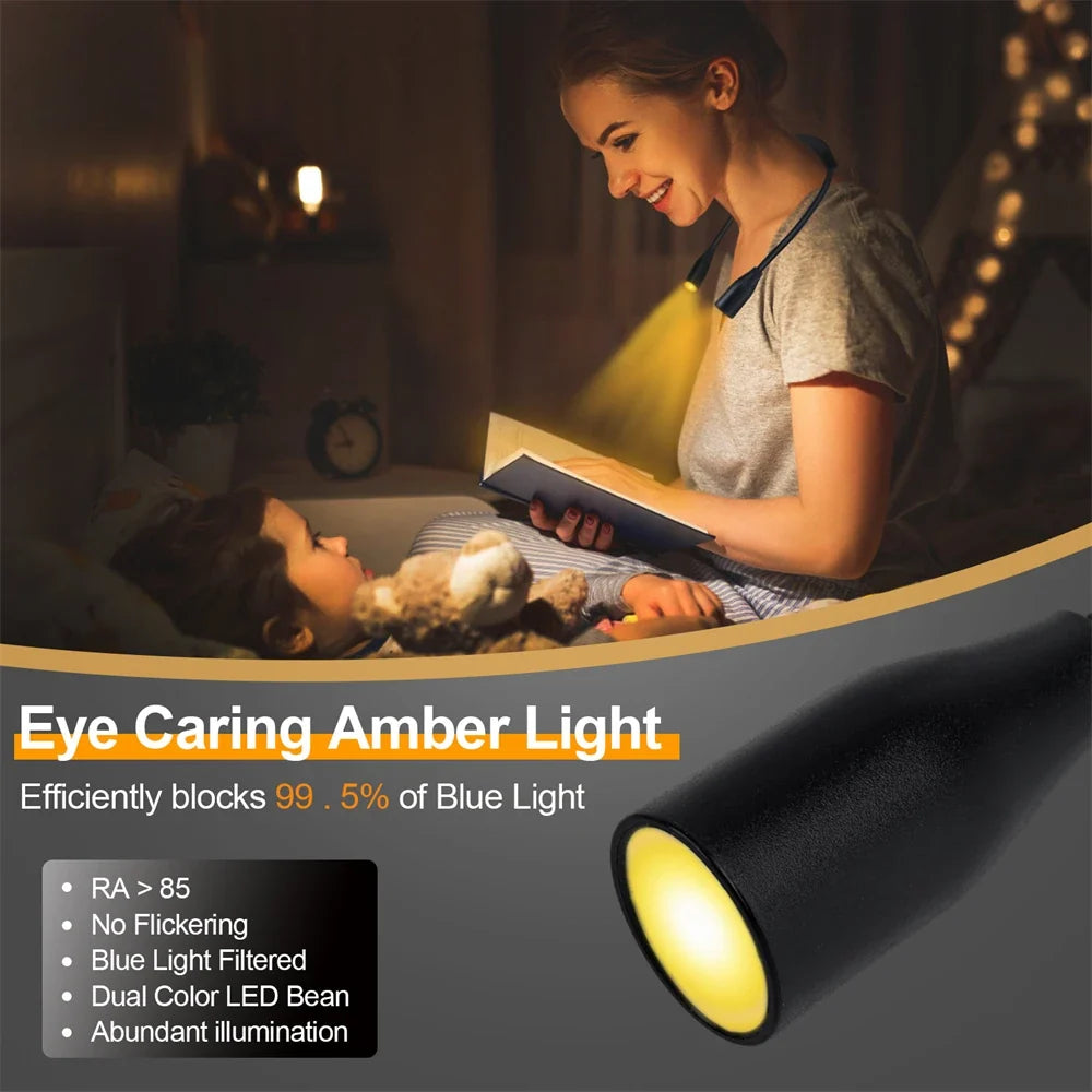 LED Nackenlampe mit 3 Lichtfarben – USB wiederaufladbar & dimmbar