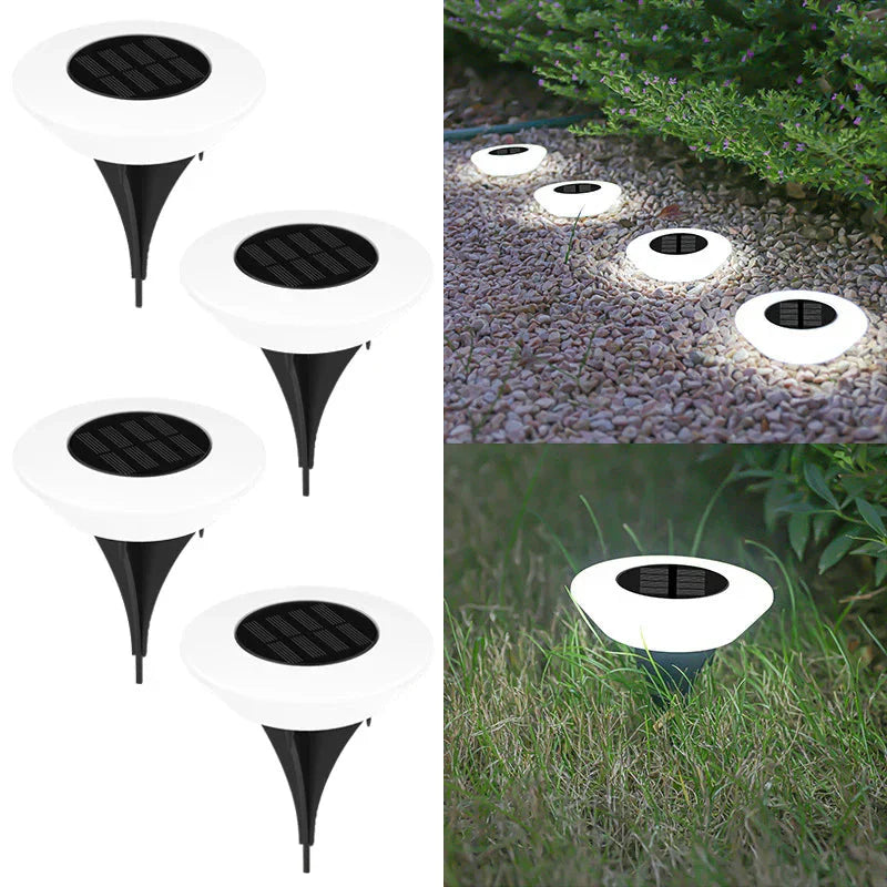 LED Solar Bodenleuchten Set 4 Stück 360° Gartenbeleuchtung wasserdicht