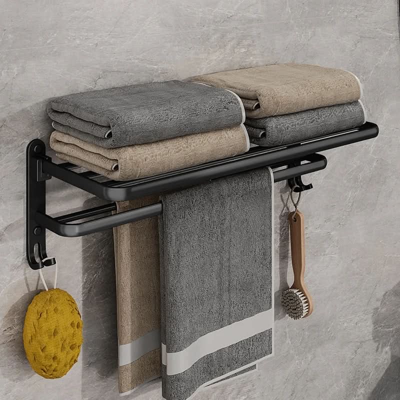 Aluminium Handtuchhalter zur Wandmontage – klappbar mit Haken