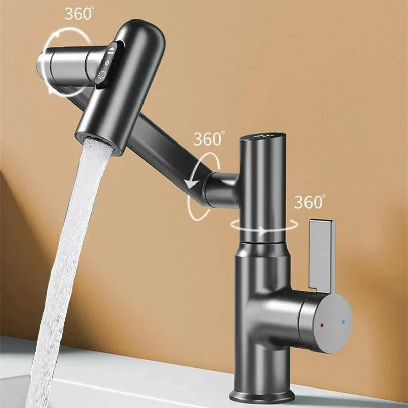 Wasserarmatur mit LED-Temperaturanzeige und 360° Schwenkarm